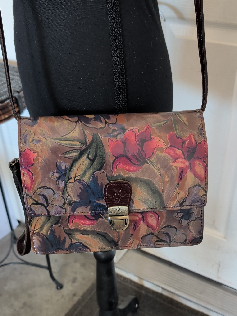Patricia Nash Lanza Crossbody Bag Sienna Sunset Leather Floral Handbag Purse